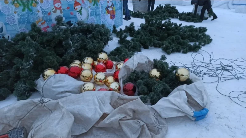 В Новошахтинске ветер повалил главную новогоднюю ель